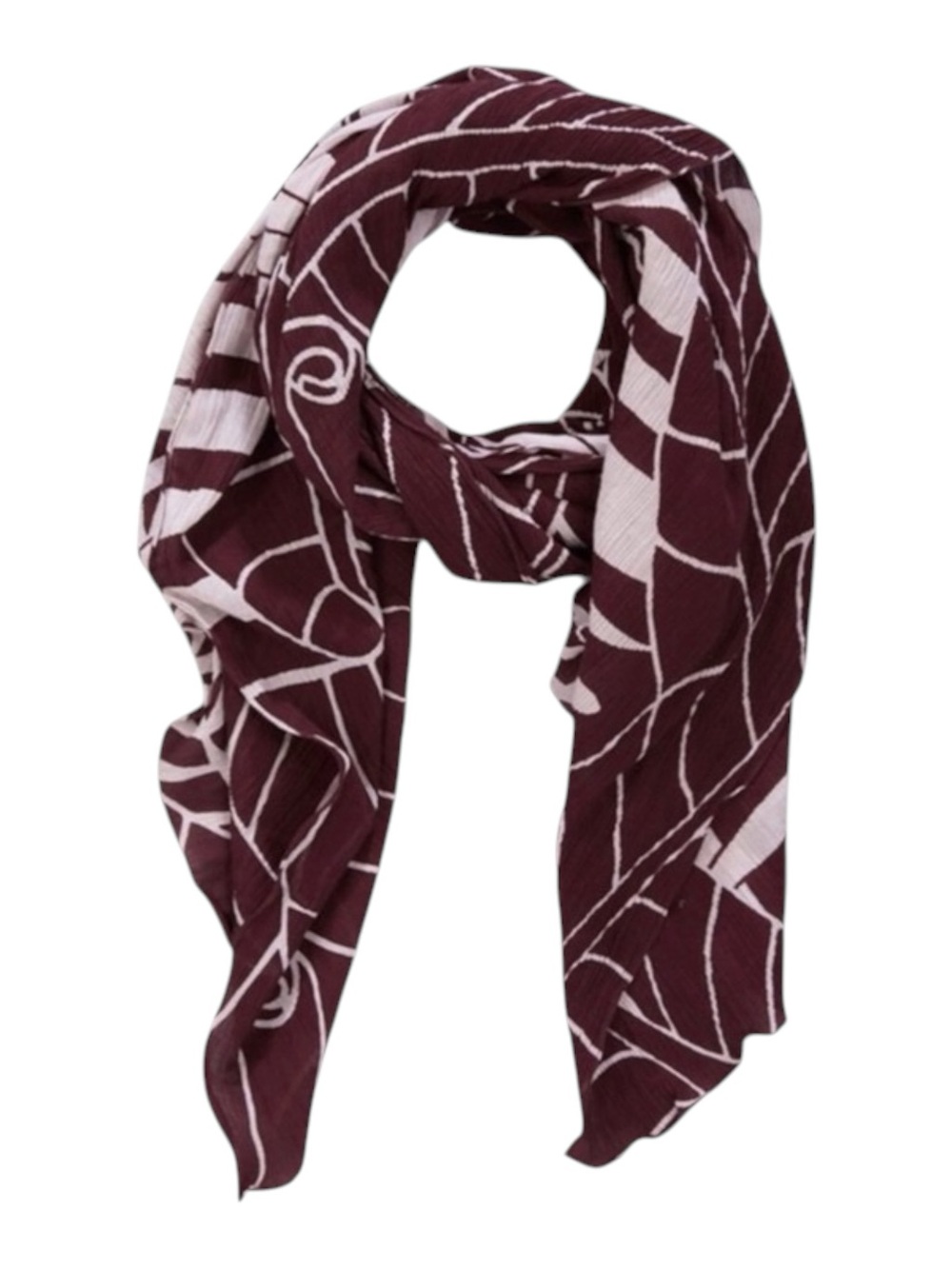 new Liebeskind Berlin 𑁍 Woven Jungle Leaf Print Scarf 𑁍 Wine 𑁍 Made in India - Picture 6 of 16